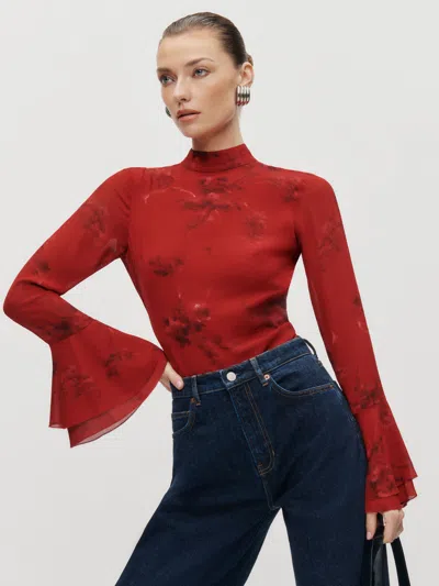 REFORMATION ROXANA TOP RED 12