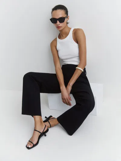 REFORMATION SERENITY BARE SANDAL BLACK LEATHER 8.5