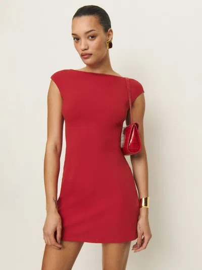 REFORMATION SOLEIL KNIT DRESS RED LARGE