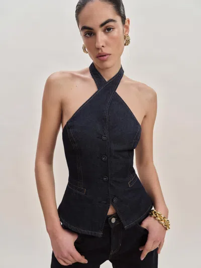 REFORMATION TATE DENIM TOP BLUE 6