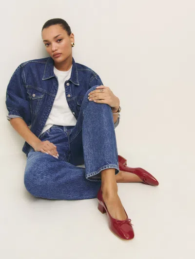 REFORMATION TERRY BALLET PUMP RED 7.5