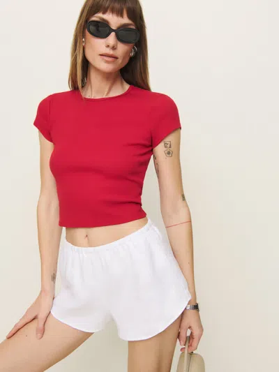 REFORMATION TIFFIE LINEN SHORT IVORY XL