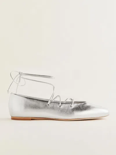 REFORMATION ULLA BALLET FLAT SILVER LACE 10.5
