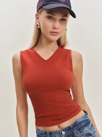 REFORMATION WREN KNIT TOP RED XS