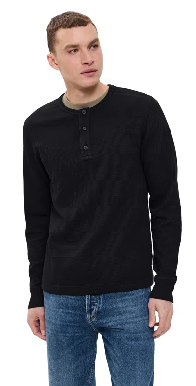 REIGNING CHAMP LIGHTWEIGHT WAFFLE STANDARD HENLEY BLACK
