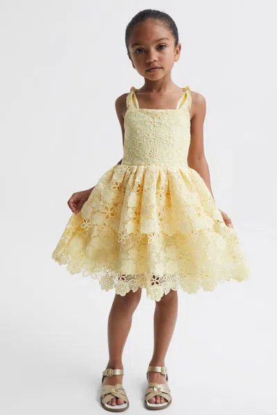 REISS REISS LEMON BETHANY 9-12 YRS BOW STRAP LACE DRESS