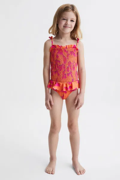 REISS REISS ORANGE PRINT NELLI 9-12 YRS FLORAL SWIMSUIT