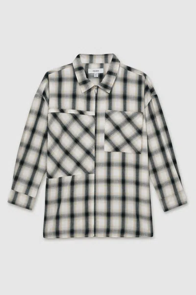 REISS REISS GREY ULLA 13-14 YRS 100% COTTON OVERSIZED CHECK SHIRT