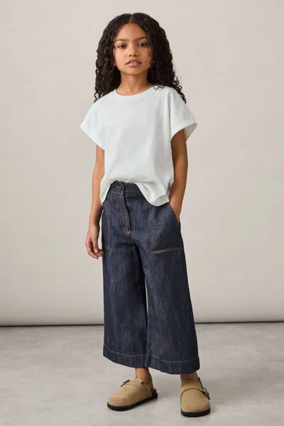 REISS INDIGO ASHBY 4-9 YRS COTTON-LINEN WIDE LEG TROUSERS