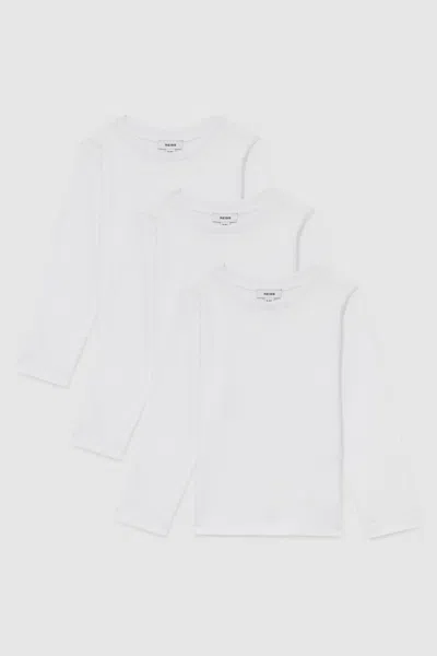 REISS REISS WHITE FORT 3-9 YRS COTTON JERSEY LONG SLEEVE T-SHIRTS 3 PACK