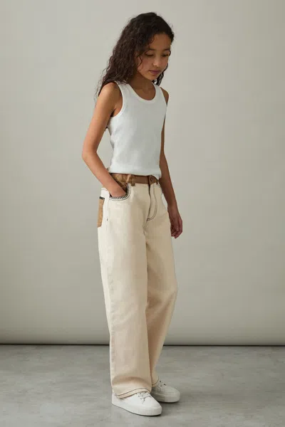 REISS REISS ECRU MARIANNE COLOUR-BLOCK STRAIGHT-LEG JEANS