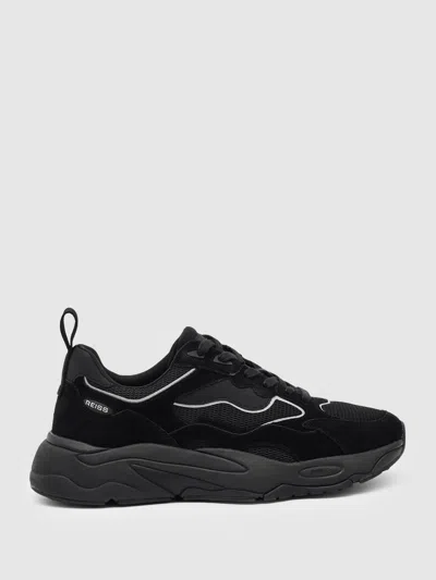 REISS REISS BLACK IO CHUNKY-SOLE PANELLED RUNNER TRAINERS