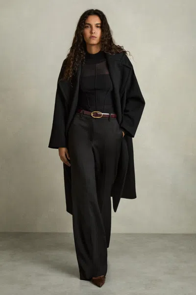 REISS REISS BLACK MILLIE WIDE-LEG TAILORED TROUSERS