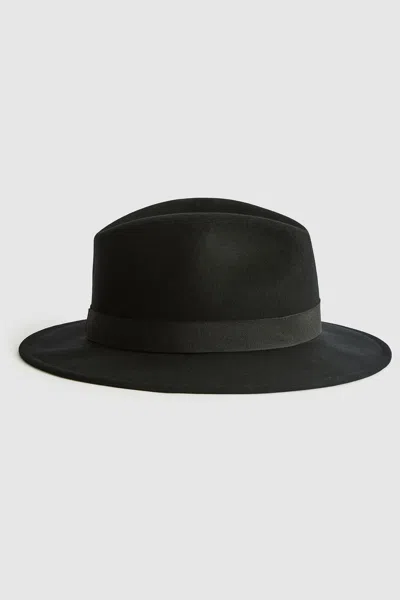 REISS BLACK WOOL FEDORA HAT