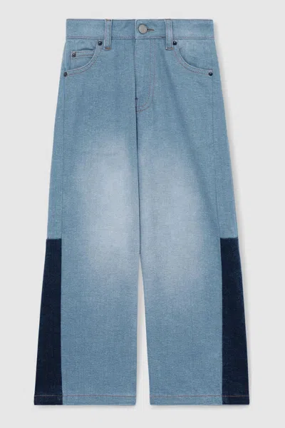 REISS REISS BLUE BRIAR 13-14 YRS PATCHWORK DENIM JEANS TWO-TONE