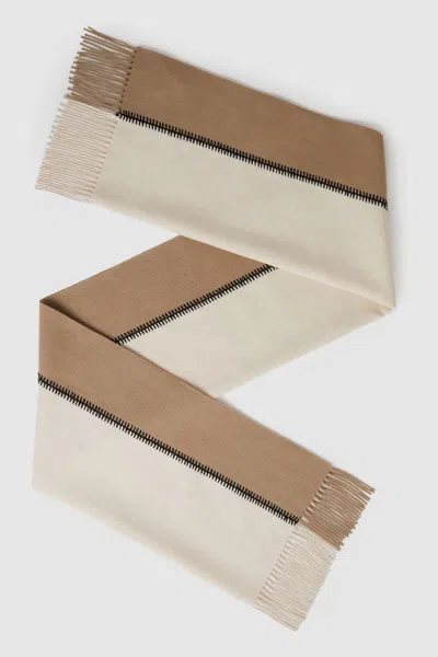 REISS REISS CAMEL OLIVIA LAMBSWOOL WHIPSTITCHED SCARF