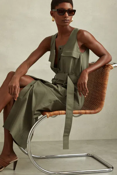 REISS REISS SAGE ELIN UTILITY BELTED MIDI DRESS