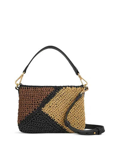 REISS FAITH COLOR BLOCK RAFFIA CROSSBODY