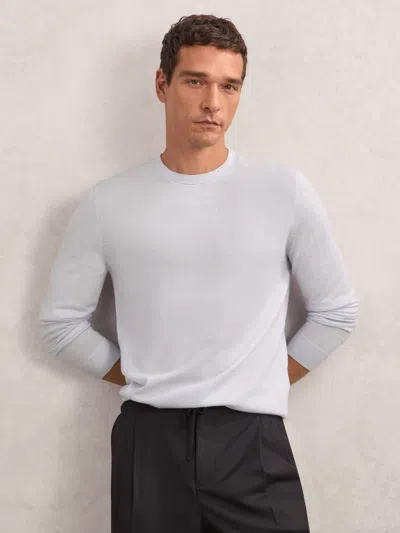REISS REISS FROST BLUE WESSEX MERINO WOOL CREW-NECK JUMPER