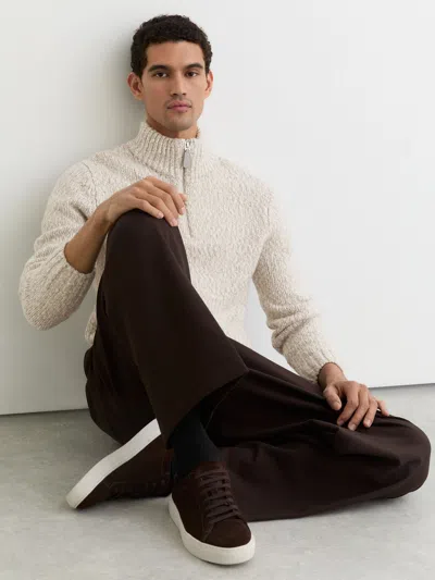 REISS REISS GREY MARL SEB MARLED HALF-ZIP KNITTED JUMPER WITH WOOL