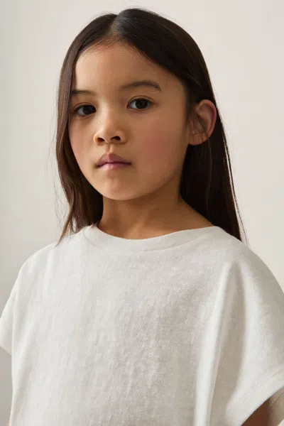 REISS IVORY MARAH 9-13 YRS OVERSIZED COTTON-BLEND T-SHIRT