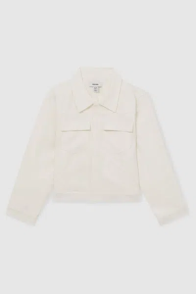REISS REISS IVORY JOSS 13-14 YRS BUTTON-THROUGH CROPPED SHIRT JACKET