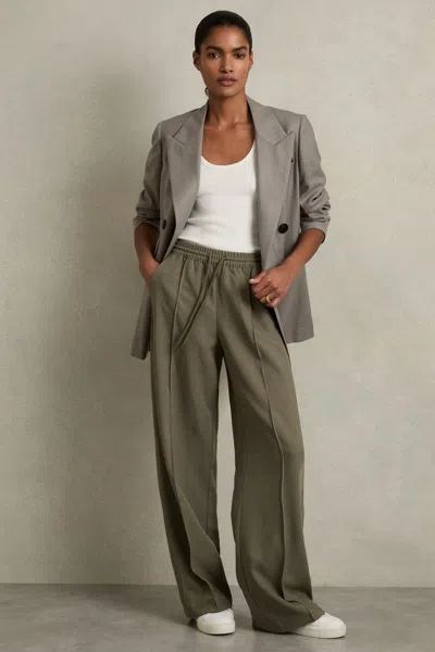 REISS REISS KHAKI SUNNIE WIDE-LEG DRAWSTRING TROUSERS