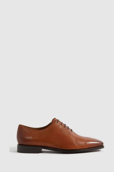 REISS LIGHT TAN LEATHER LACE-UP SHOES