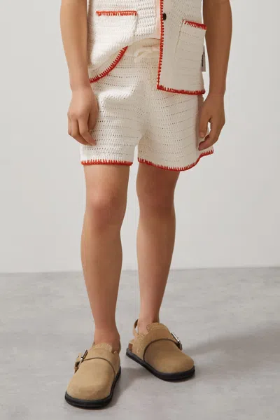 REISS MCLAREN OFF WHITE/ORANGE BETHANY MCLAREN F1 TEAM CROCHET SHORTS
