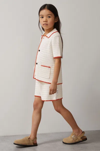 REISS MCLAREN OFF WHITE/ORANGE BETHANY 3-9 YRS MCLAREN F1 TEAM CROCHET SHORTS