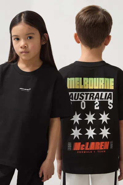 REISS MCLAREN REISS BLACK MELBOURNE 3-9 YRS MCLAREN F1 TEAM MELBOURNE T-SHIRT UNISEX FIT