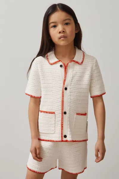 REISS MCLAREN OFF WHITE/ORANGE AZEALIA 3-9 YRS MCLAREN F1 TEAM CROCHET SHIRT