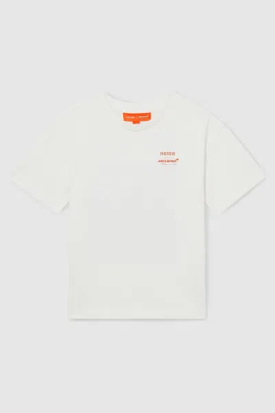 REISS MCLAREN WHITE DISTRICT UNISEX FIT OVERSIZED MCLAREN F1 TEAM TYRE T-SHIRT
