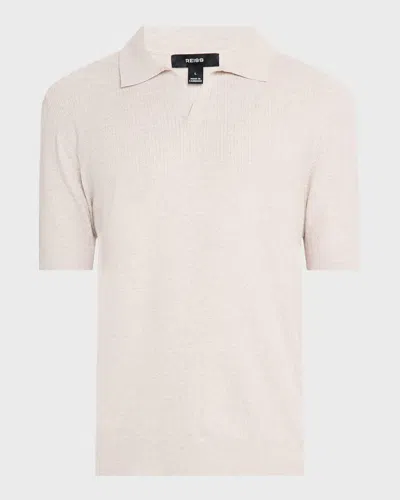 REISS MEN'S TYNE STRETCH KNIT JOHNNY COLLAR POLO SHIRT