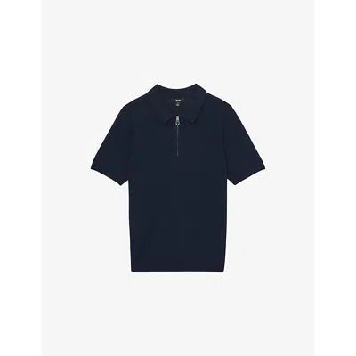 REISS MENS REISS BERKLEY HALF-ZIP COTTON-KNIT POLO SHIRT