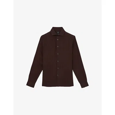 REISS MENS REISS RUBAN CLASSIC COLLAR LINEN SHIRT