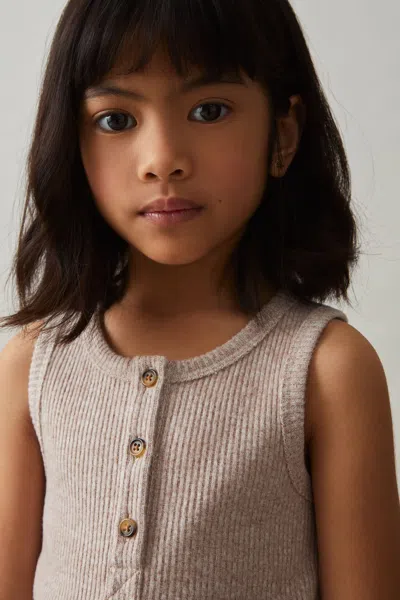 REISS MINK ERIN RIB-KNIT BUTTON-PLACKET VEST