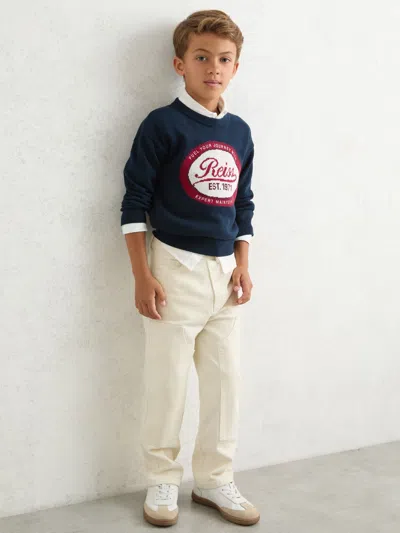 REISS REISS NAVY BLAINE 3-9 YRS COTTON MOTOR CARS LOGO JUMPER