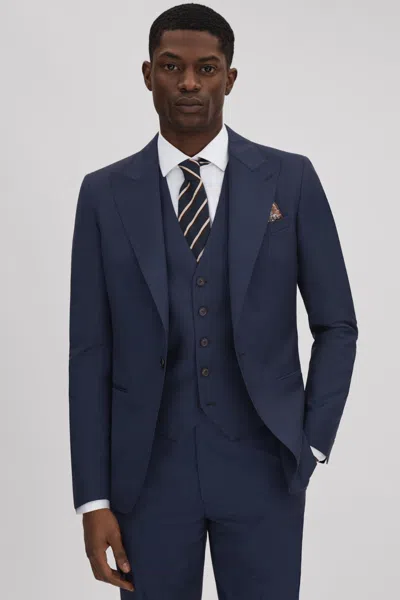 REISS REISS NAVY DESTINY WOOL SINGLE BREASTED REGULAR FIT BLAZER
