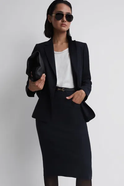 REISS REISS NAVY HAISLEY TAILORED PENCIL SKIRT