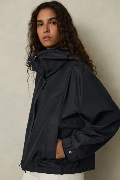 REISS REISS NAVY RHEA TECHNICAL WATER-REPELLENT HOODED JACKET