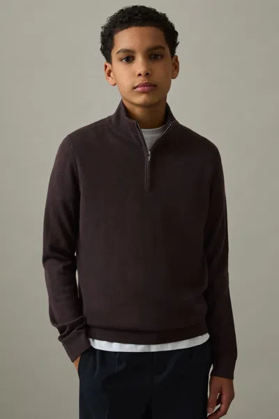 REISS REISS NAVY/DARK BORDEAUX BLACKHALL 2 PACK 3-9 YRS TWO PACK OF MERINO WOOL ZIP-NECK JUMPERS