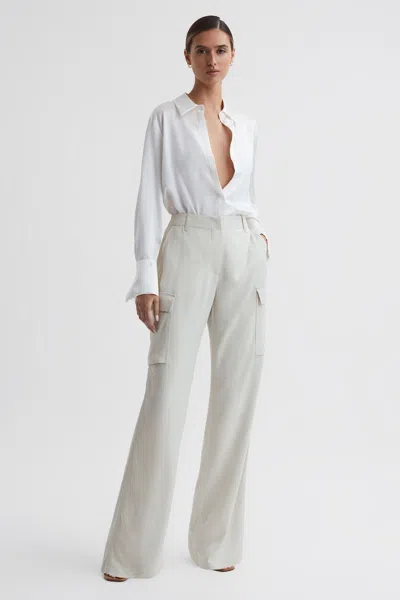 REISS REISS NEUTRAL DREW WIDE LEG COMBAT TROUSERS