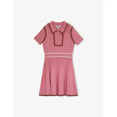 REISS PINK FREEDA PIPED KNITTED DRESS 9
