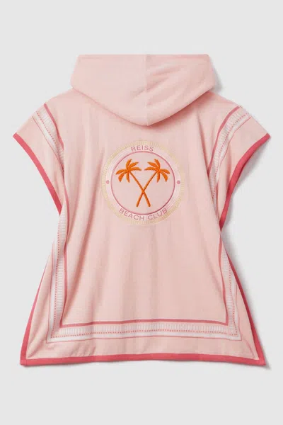 REISS PINK PRINT AFAR 4-9 YRS HOODED MOTIF PONCHO
