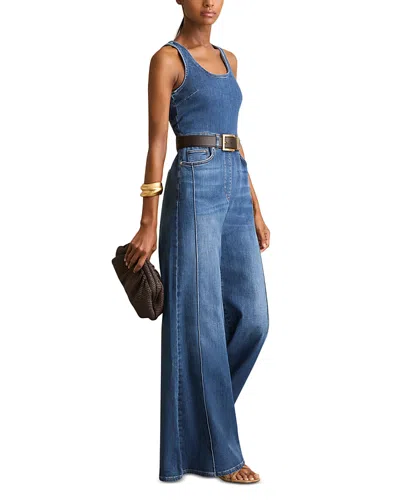 REISS RACER DETAILED DENIM JUMPSUIT