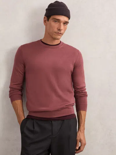REISS REISS RASPBERRY PINK WESSEX MERINO WOOL CREW-NECK JUMPER