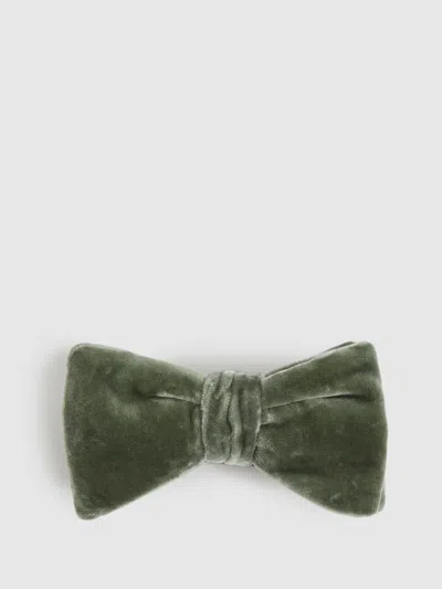 REISS SAGE GREEN VELVET BOW TIE