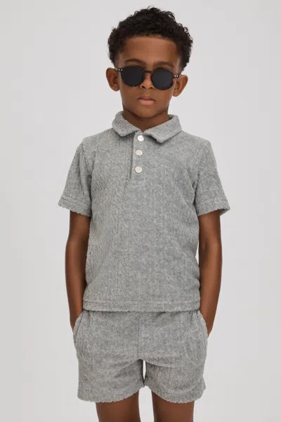 REISS REISS SOFT GREY IGGY JUNIOR TOWELLING POLO SHIRT