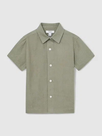 REISS THYME GREEN 13-14 YRS SHORT-SLEEVE SHIRT